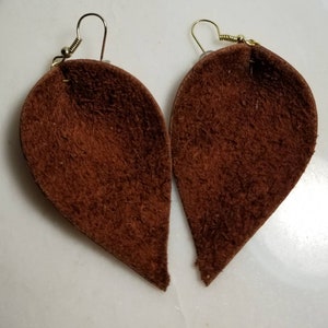 Genuine Brown Brown Leaf arrings brown leather leaf earrings leather leaf earrings brown leather earrings leather jewelry image 4