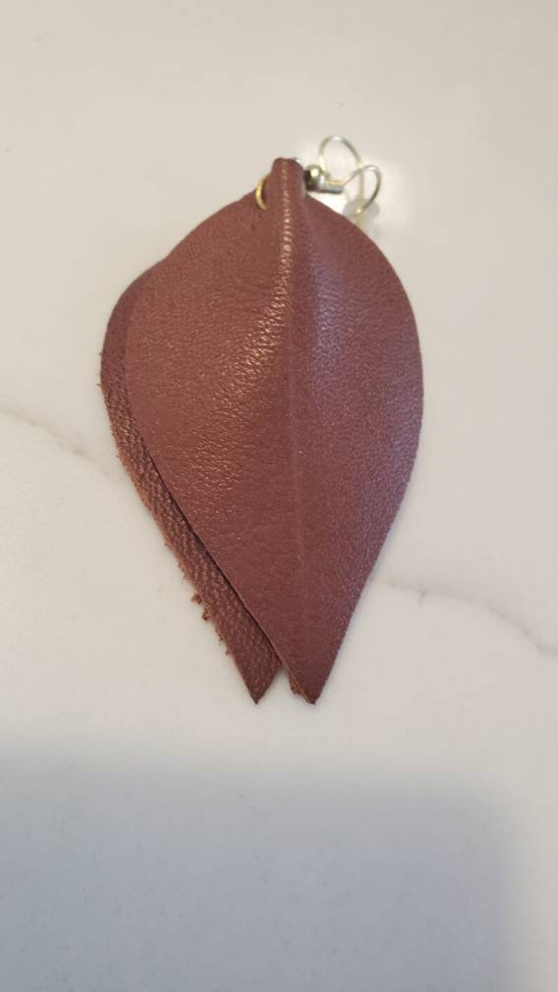 Genuine Brown Brown Leaf arrings brown leather leaf earrings leather leaf earrings brown leather earrings leather jewelry image 6