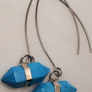 Blue Howlite Double Terminated Point Polished Stone Earrings Blue ...