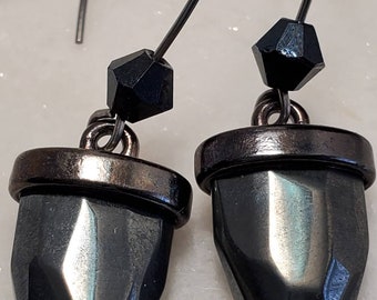 Gunmetal Gothic Earrings * gunmetal earrings *  gunmetal threader earrings * gunmetal jewelry * gothic earrings * obelisk gunmetal earrings
