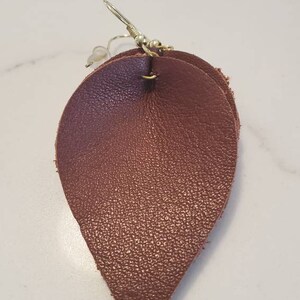 Genuine Brown Brown Leaf arrings brown leather leaf earrings leather leaf earrings brown leather earrings leather jewelry image 5