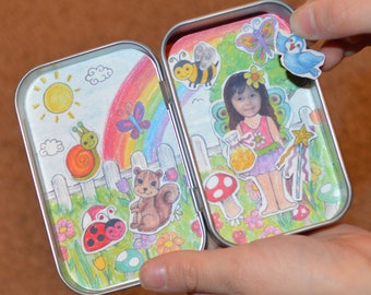 Fairy Theme Mini Magnetic Tin Box Playset - Personalized with Name and Photo