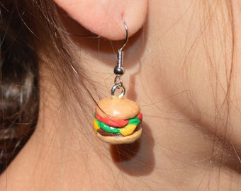 Cheeseburger Clay Dangle Earrings