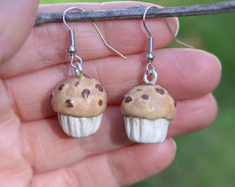 Chocolate Chip Muffin Clay Dangle Earrings