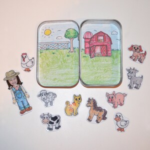 Farm Theme Mini Magnetic Tin Box Playset Personalized with Name and Photo image 2
