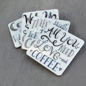 Coffee Lovers Wooden Square Coasters