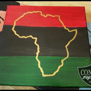 Original 10x10 Hand Painted RBG &quot;A-Free-Ka&quot; Afrika Africa Acrylic on Canvas