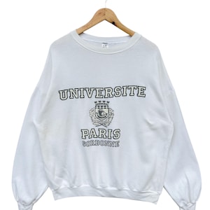 VINTAGE 90s Sorbonne University Sweatshirt University Crewneck Sorbonne Sweater Pullover University Paris France Printer logo white