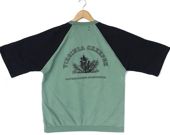 Raf Simons Virginia Creeper H / W 2002 / 2003 Baseball Sweatshirt Belgische Modedesigner Print-Logo unisex grüne Farbe