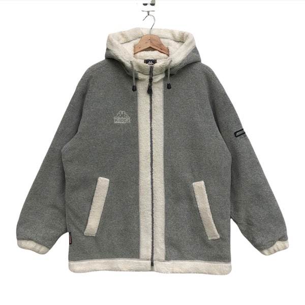 WINTER!! Kappa / Kappa Fleece/with Fullzip nice design and nice colour / Aerothermo/ FullZip / Vintage / BigSize/Grey white