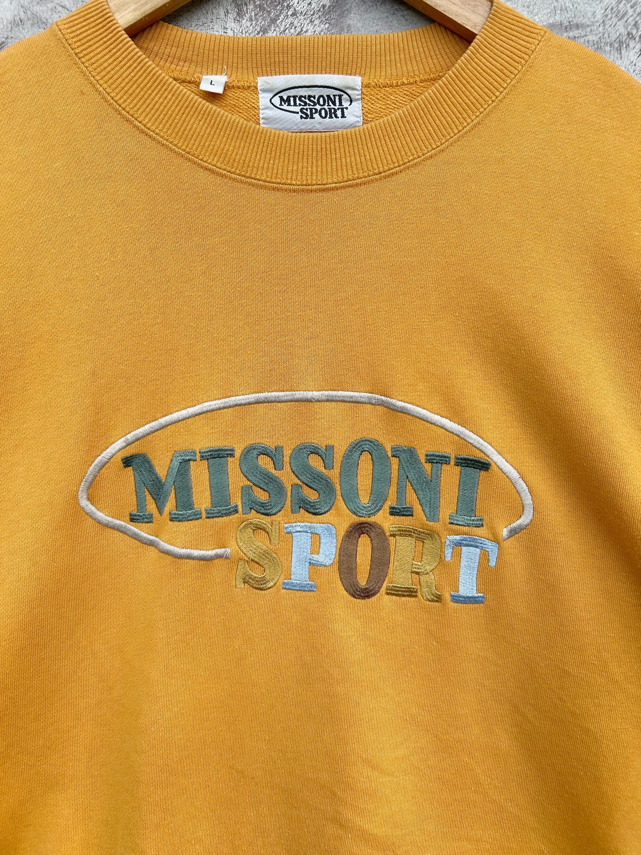 MISSONI SPORTS Vintage 90s Embroidery Spellout Logo Crewneck 