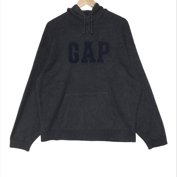 Gap Fleece Streewear Spellout Pullover hoodie sweatshirt L size dark grey