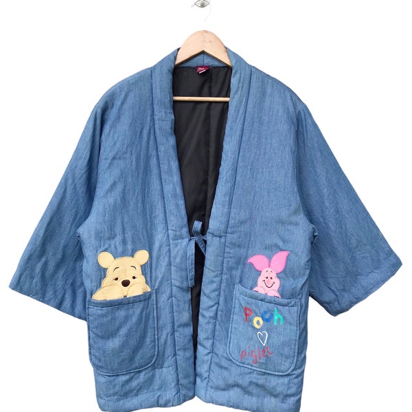 VINTAGE 90s Disney Pooh love piglet Logo kimono