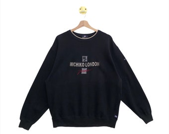PICK!! Michiko London Jeans embroidery spellout crewneck Sweatshirts