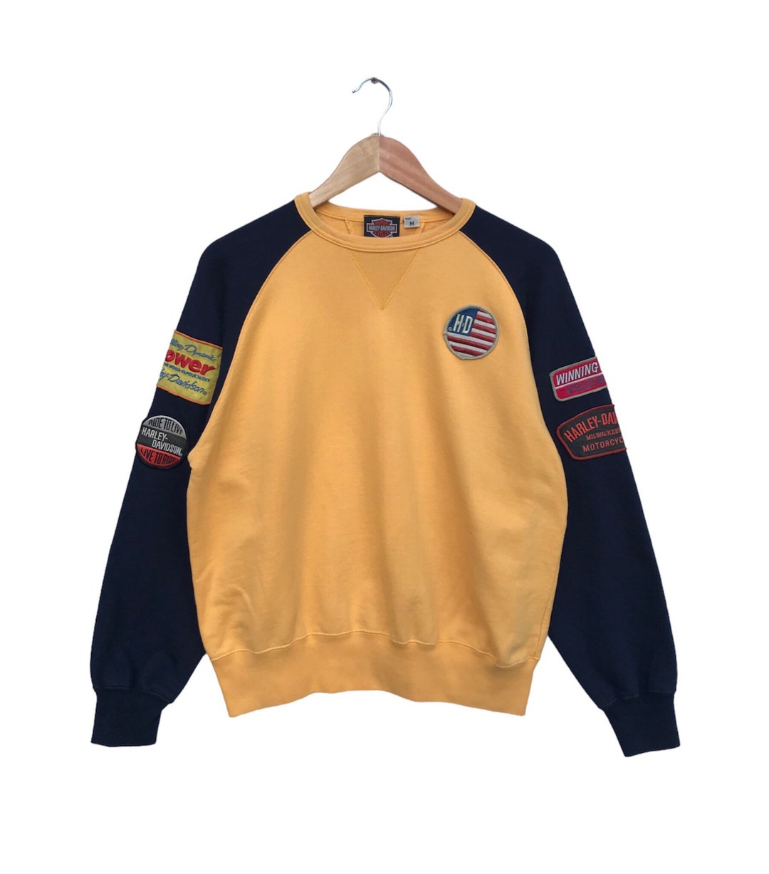 VINTAGE Harley Davidson Motor Cycles Patches Logo Ragland Crewneck