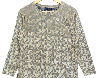 ANTIGUO !! Fendi roma monograma hechizo de manga larga mujer