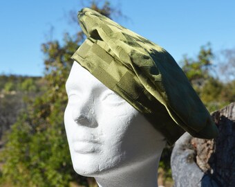 Jacquard Beret, Cap, Hat, Tam, Scottish, French, Lined, Green