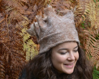 Felted Alpaca Troll Hat/fairy-tail fantasy woodland fashion/festival wear/LARP/OOAK