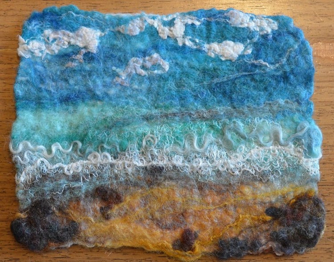 Seascape Wet Felting Kit Photo Instructions Creative Kit Etsy UK
