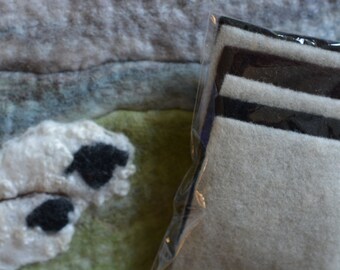 Scottish sheep coloured prefelt squares/felting supplies/needle felting/wet felting/detail work
