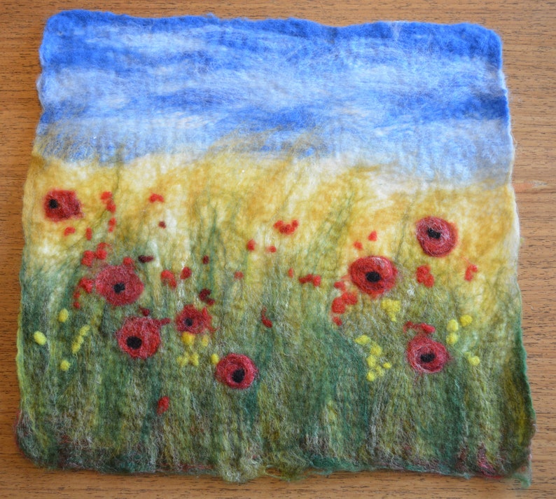 Poppy Fields wet felting kit with photo instructions wet Etsy
