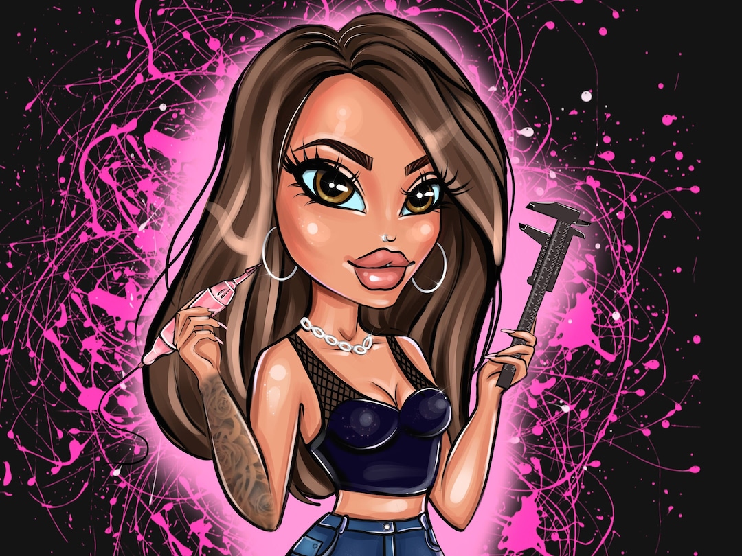 Custom Bratz Style Cartoon Portrait Logo: Beauty Business