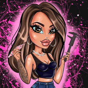 Doll Cartoon Portrait Logo, Style Logo, Beauty Logo, Personalized Doll Portrait, Bratz style, Cartoon logo, Bratz girl , Beauty Business