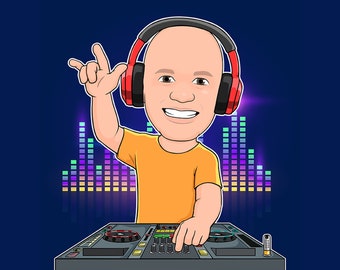 Cartoon DJ/ cartoon portrait/ cartoon logo/ caricature drawing/ character drawing