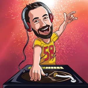 Cartoon DJ/ cartoon portrait/ cartoon logo/ caricature drawing/ character drawing/logo