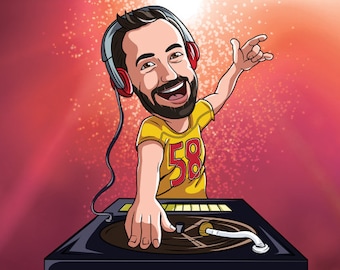 Cartoon DJ/ cartoon portrait/ cartoon logo/ caricature drawing/ character drawing/logo