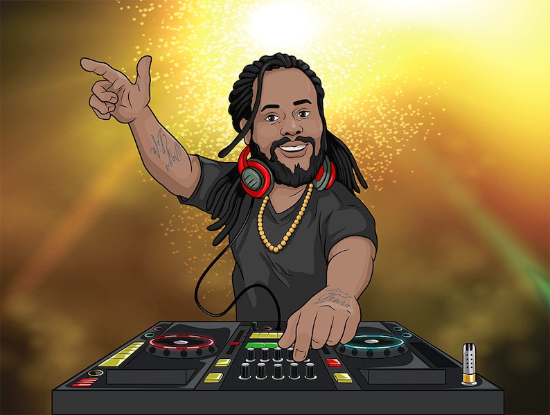 Cartoon DJ/ cartoon portrait/ cartoon logo/ caricature | Etsy