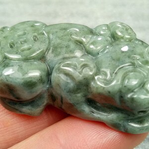 Certified Green 100% Natural A Jade jadeite Hand-Carved  pendant Dragon Pixiu  brave troops 龙 貔貅 816
