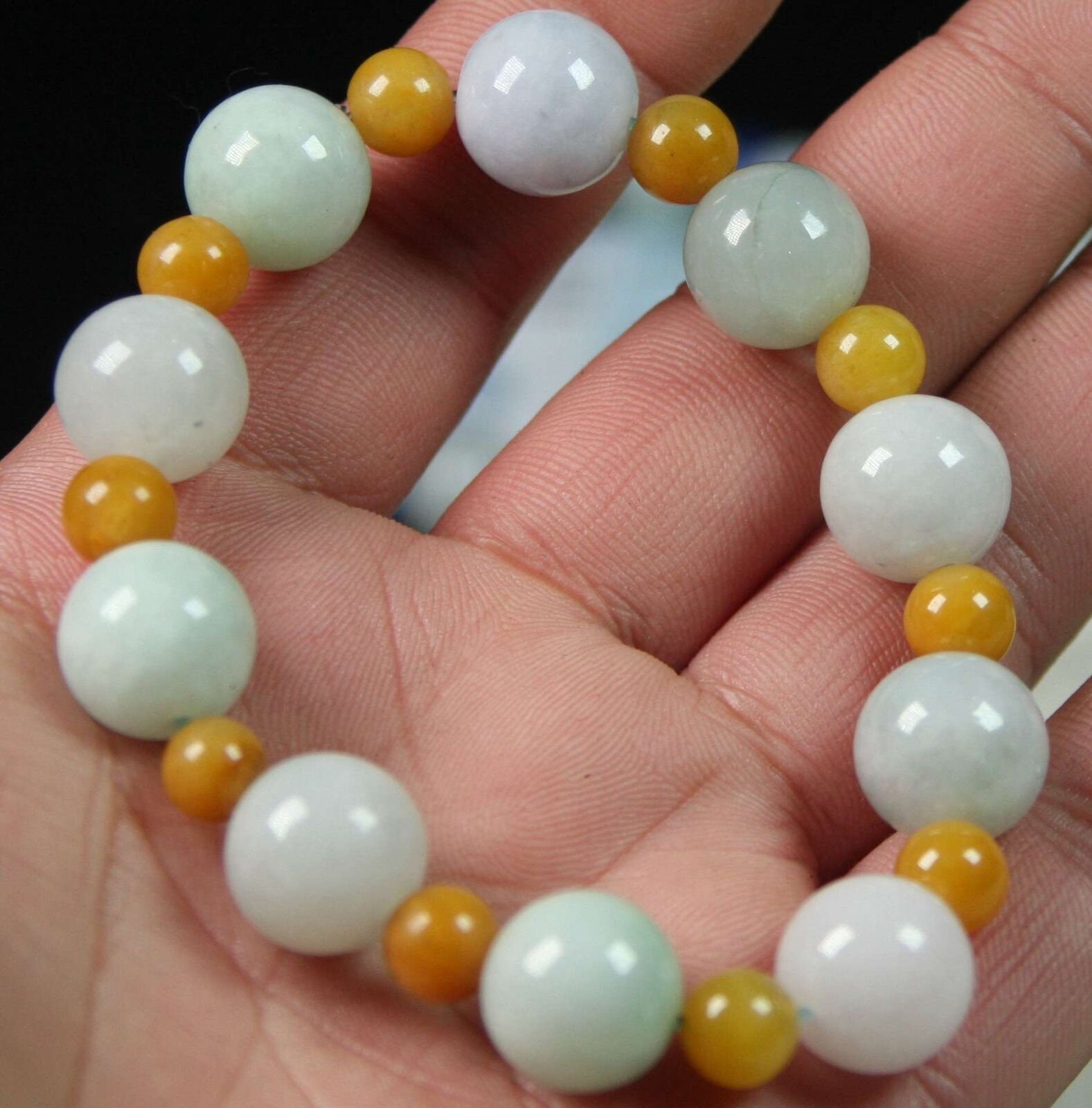 Certifié floral vert naturel un Jadeite Jade circle Bead Stretch Bracelet Certifié floral vert naturel un Jadeite Jade circle Bead Stretch Bracelet