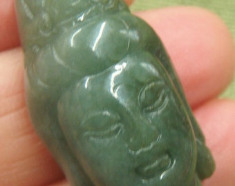 Certified  Oily Green Natural Grade A Jade jadeite Hand-Carved  Guanyin Kwan yin Bodhisattva  Pendant 1100