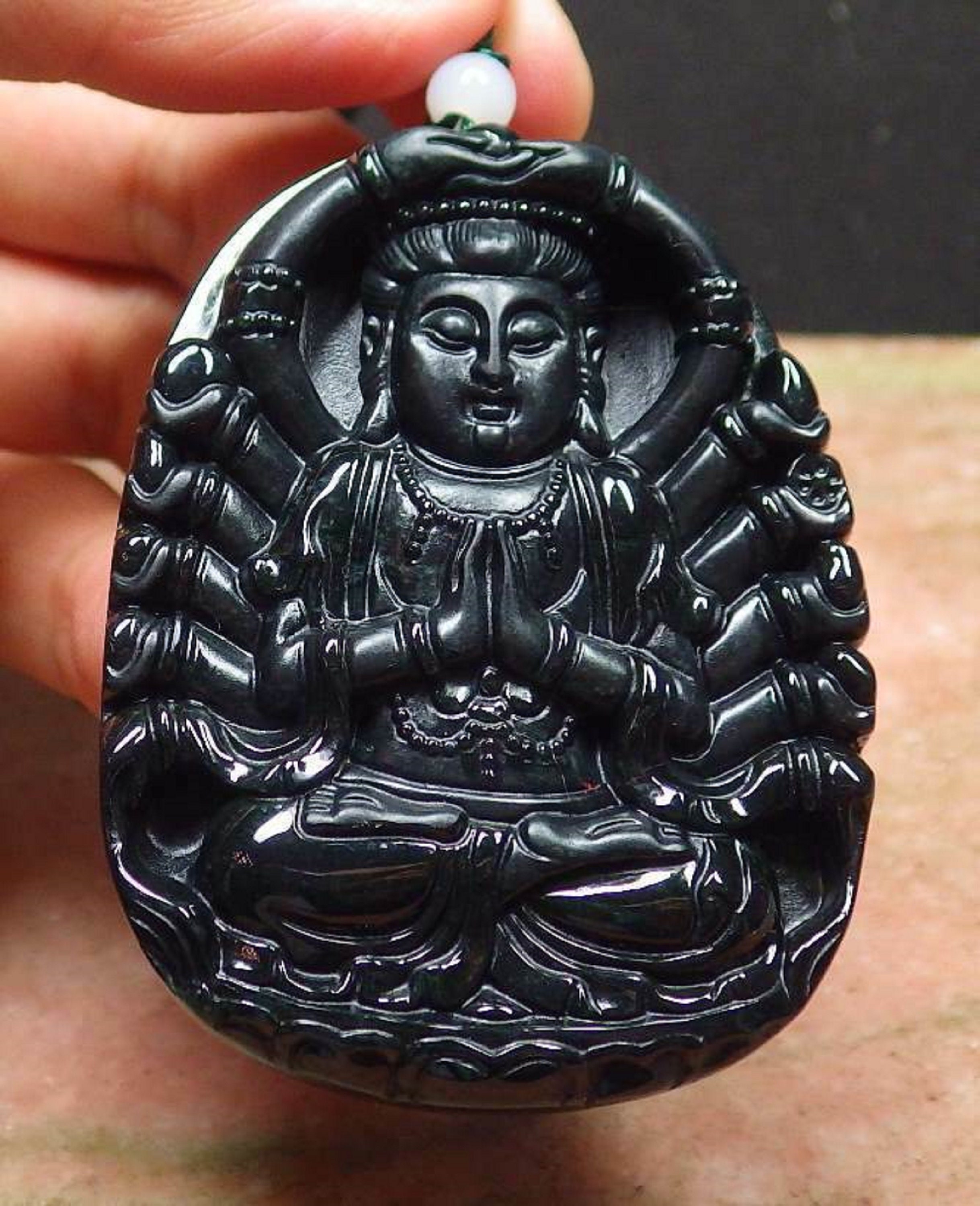 Certified Black Natural Grade A Jade jadeite HandCarved Etsy