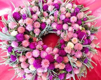 Fragrant amaranth natural wreath with mint and lavender (harvest 2023), from 25 cm