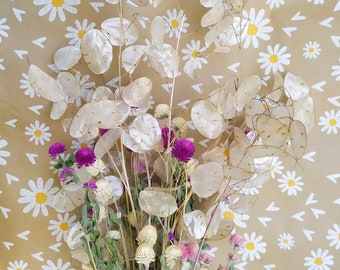 Dried flower bouquet with amaranths and silver leaf (harvest 2023), 60 cm
