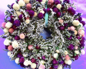 Amaranth wreath with lavender in 2 versions (harvest 2023), 33 cm
