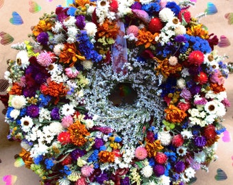 Colorful natural wreath in 2 versions (harvest 2023), 34 cm