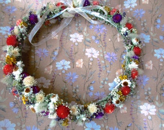 Dried flower jewelry, dried flower wreath or bracelet, wedding jewelry, flower hair band (harvest 2023), from 18 cm