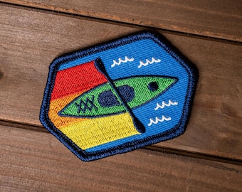 Embroidered Kayaking Patch With Heat Seal Backing, Kayak Patch, Kayak hat patch, Kayaking Gift