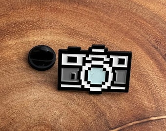 Pixel Camera Die Struck Metal Lapel Pin, Camera Pin, Retro Lapel Pin, Photographer Pin, Photography Lapel Pin, Camera Lapel Pin