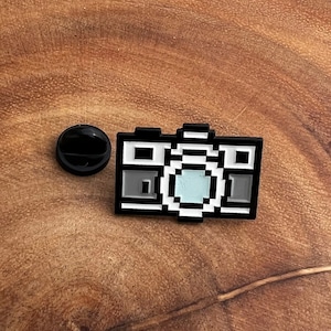 Pixel Camera Die Struck Metal Lapel Pin, Camera Pin, Retro Lapel Pin, Photographer Pin, Photography Lapel Pin, Camera Lapel Pin