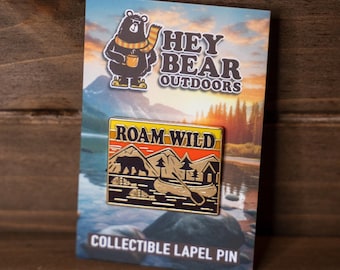 Canoeing Lapel Pin, Kayaking Hat Pin, Roam Wild Outdoors Kayak Fishing Nature LapelPin Explorer, Canoe Kayaking Gift