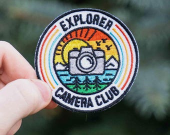 Explorer Camera Club - camera - fotografie geborduurde patch, fotograafpatch, wandelpatch, camerapatch, cameraclubpatch
