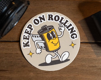 Keep On Rolling Camera Film Sticker - Vintage Film Camera Sticker, Camera Sticker, Photography Sticker