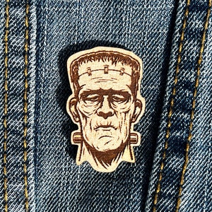 Frankenstein Wooden Lapel Pin