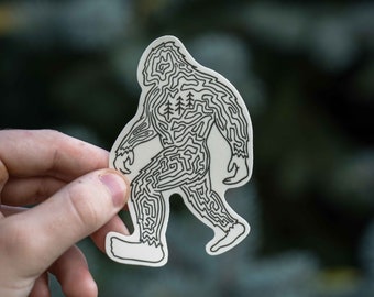 Naklejka Bigfoot, naklejka Sasquatch, naklejka na butelkę z wodą do jogi, zabawna naklejka z motywem natury, naklejka Nalgene, zabawna naklejka, naklejka na laptopa