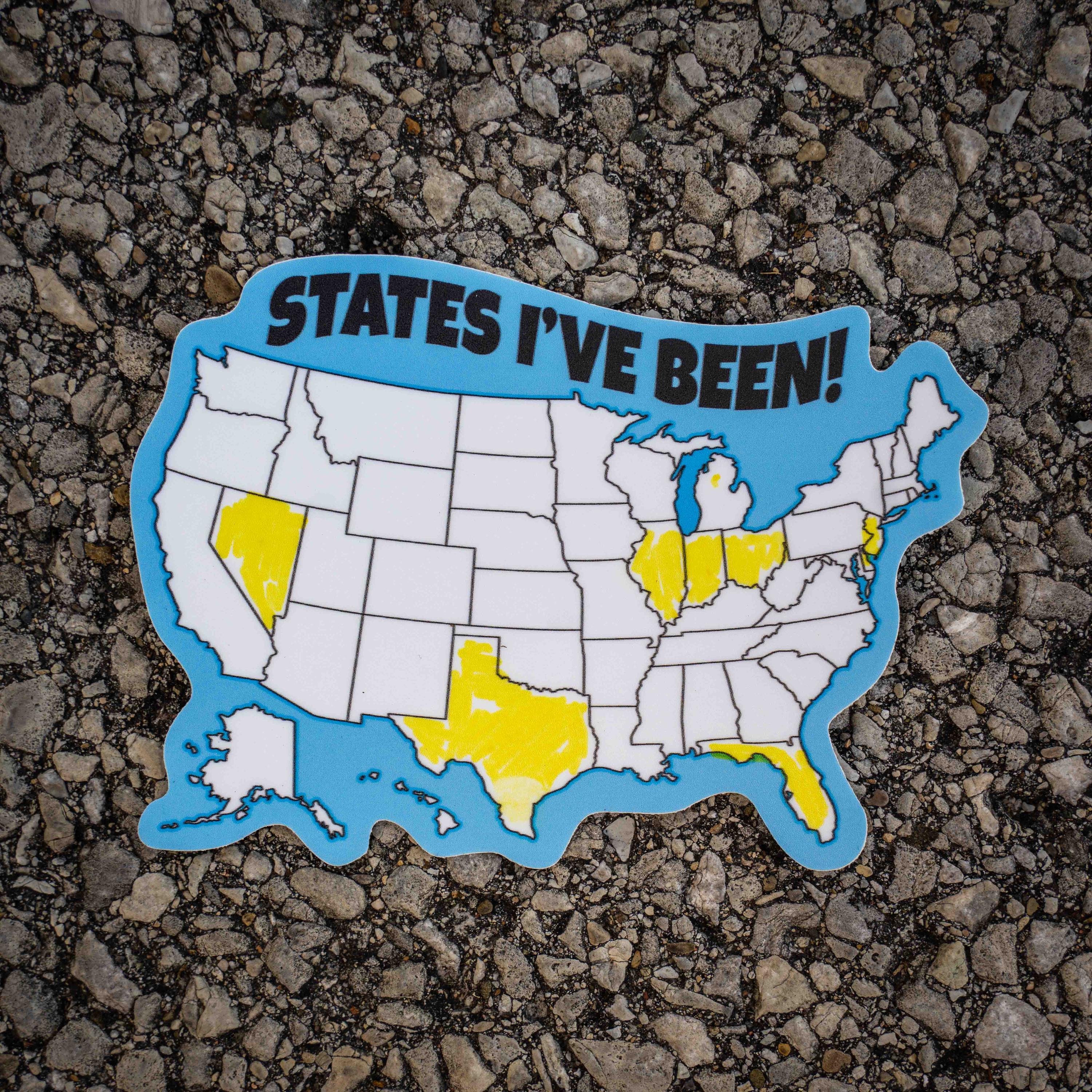 States I've Been Map Vinyl Sticker, Travel DIY Where I've Been Decal