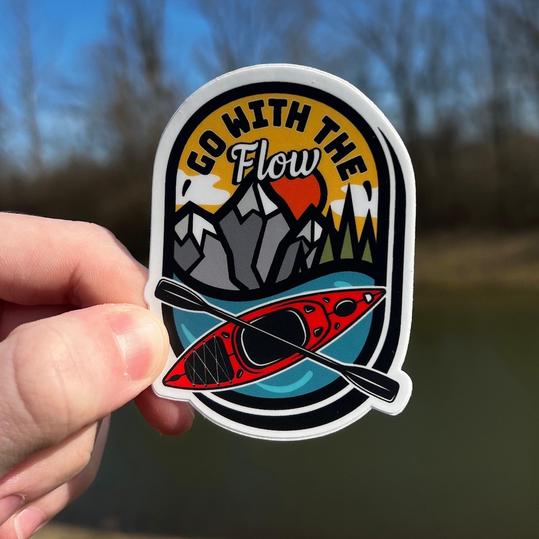 Kayak Sticker: Go With the Flow, Weatherproof Vinyl Decal - Etsy